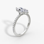 Load image into Gallery viewer, Marquise Cut - Pave Band Hidden Halo - Classic Engagement Ring- 14 K Gold
