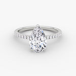 Load image into Gallery viewer, Pear Cut - Pave Band Hidden Halo - Classic Engagement Ring- 18 K Gold
