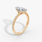 Load image into Gallery viewer, Pear Cut - Pave Band Hidden Halo - Classic Engagement Ring- 18 K Gold
