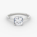 Load image into Gallery viewer, Cushion Cut - Plain Band Hidden Halo - Classic Engagement Ring- 18 K Gold
