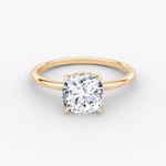 Load image into Gallery viewer, Cushion Cut - Plain Band Hidden Halo - Classic Engagement Ring- 18 K Gold
