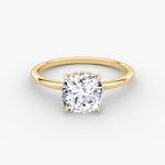 Load image into Gallery viewer, Cushion Cut - Plain Band Hidden Halo - Classic Engagement Ring- 18 K Gold

