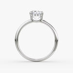 Load image into Gallery viewer, Emerald Cut - Plain Band Hidden Halo - Classic Engagement Ring- 18 K Gold
