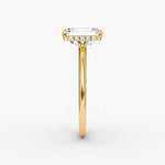 Load image into Gallery viewer, Emerald Cut - Plain Band Hidden Halo - Classic Engagement Ring- 18 K Gold
