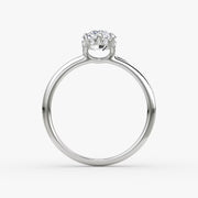 Marquise Cut - Plain Band Hidden Halo - Classic Engagement Ring- 14 K Gold