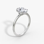 Load image into Gallery viewer, Oval Cut - Plain Band Hidden Halo - Classic Engagement Ring- 18 K Gold
