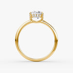 Load image into Gallery viewer, Oval Cut - Plain Band Hidden Halo - Classic Engagement Ring- 18 K Gold
