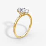 Load image into Gallery viewer, Oval Cut - Plain Band Hidden Halo - Classic Engagement Ring- 18 K Gold
