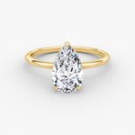 Load image into Gallery viewer, Pear Cut - Plain Band Hidden Halo - Classic Engagement Ring- 18 K Gold
