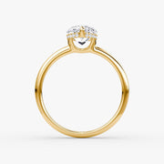 Pear Cut - Plain Band Hidden Halo - Classic Engagement Ring- 14 K Gold