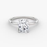 Load image into Gallery viewer, Radiant Cut - Plain Band Hidden Halo - Classic Engagement Ring- 14 K Gold
