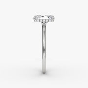 Radiant Cut - Plain Band Hidden Halo - Classic Engagement Ring- 14 K Gold