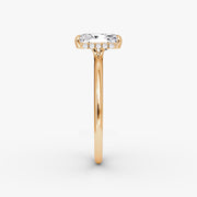 Radiant Cut - Plain Band Hidden Halo - Classic Engagement Ring- 14 K Gold