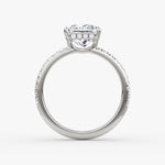 Load image into Gallery viewer, Princess Cut - Pave Band Hidden Halo - Classic Engagement Ring- 18 K Gold
