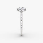 Load image into Gallery viewer, Princess Cut - Pave Band Hidden Halo - Classic Engagement Ring- 18 K Gold
