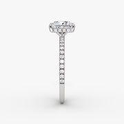 Princess Cut - Pave Band Hidden Halo - Classic Engagement Ring- 18 K Gold