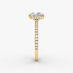 Load image into Gallery viewer, Princess Cut - Pave Band Hidden Halo - Classic Engagement Ring- 18 K Gold
