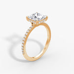 Load image into Gallery viewer, Princess Cut - Pave Band Hidden Halo - Classic Engagement Ring- 18 K Gold
