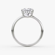 Princess Cut - Plain Band Hidden Halo - Classic Engagement Ring- 14 K Gold
