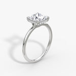 Load image into Gallery viewer, Princess Cut - Plain Band Hidden Halo - Classic Engagement Ring- 14 K Gold
