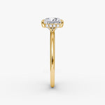 Load image into Gallery viewer, Princess Cut - Plain Band Hidden Halo - Classic Engagement Ring- 14 K Gold
