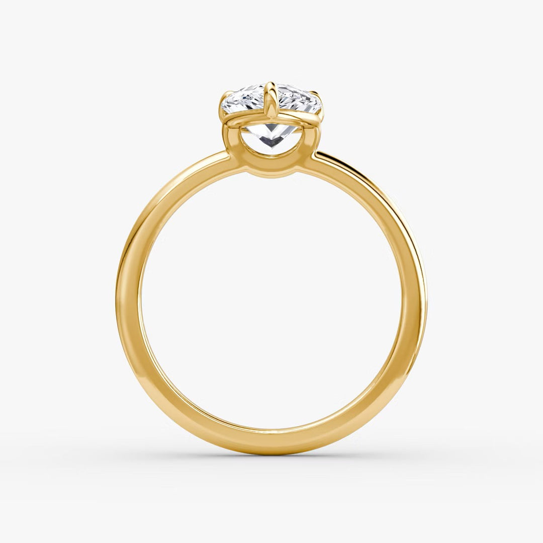 Pear Cut - Plain Band - Classic Engagement Ring- 14 K Gold