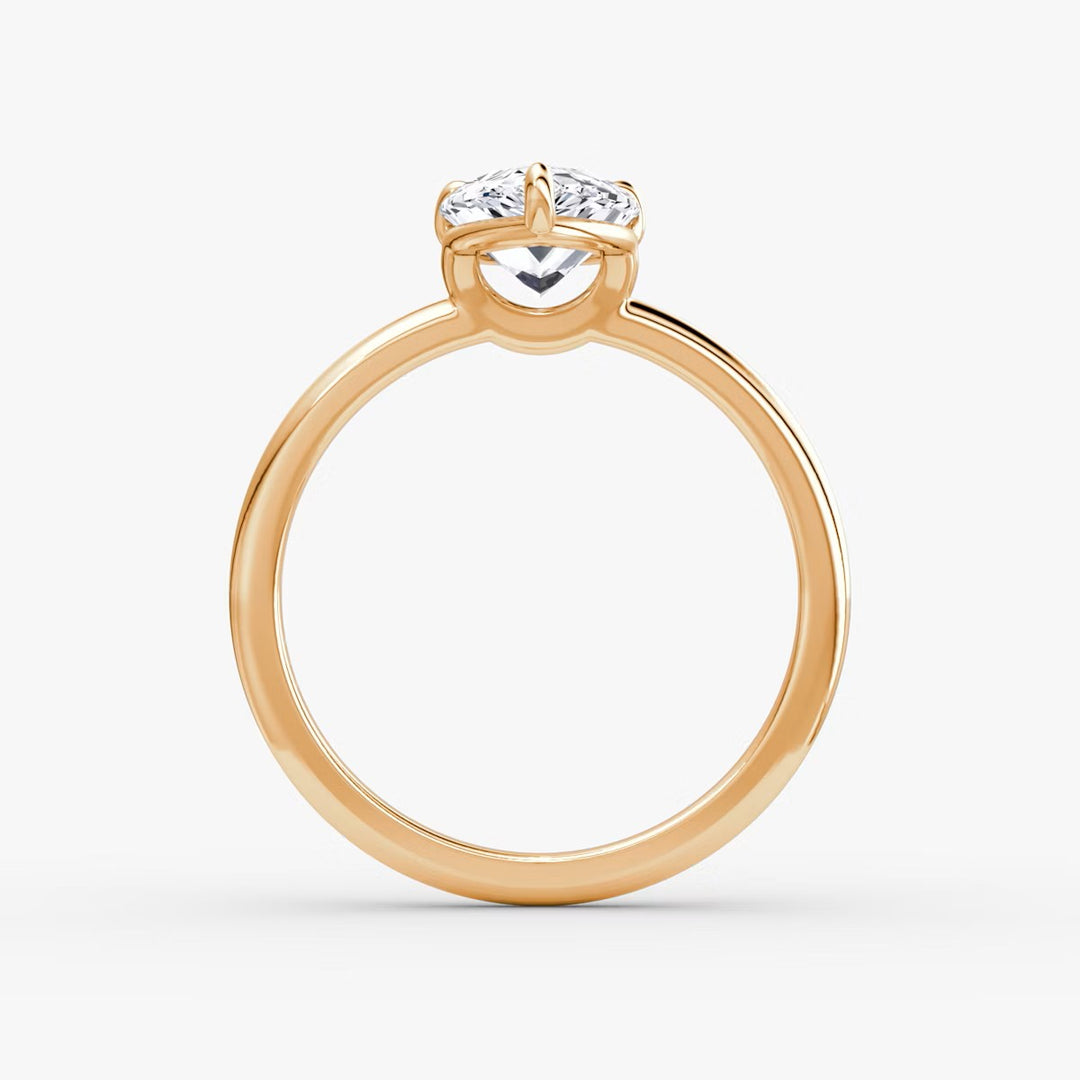 Pear Cut - Plain Band - Classic Engagement Ring- 14 K Gold