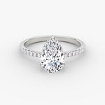 Load image into Gallery viewer, Pear Cut - Pave Band - Classic Engagement Ring- 14 K Gold
