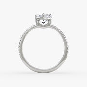 Pear Cut - Pave Band - Classic Engagement Ring- 14 K Gold