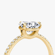 Pear Cut - Pave Band - Classic Engagement Ring- 14 K Gold