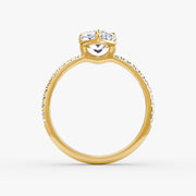 Pear Cut - Pave Band - Classic Engagement Ring- 14 K Gold