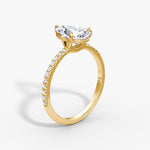 Load image into Gallery viewer, Pear Cut - Pave Band - Classic Engagement Ring- 14 K Gold
