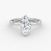 Marquise Cut - Plain Band - Classic Engagement Ring- 14 K Gold