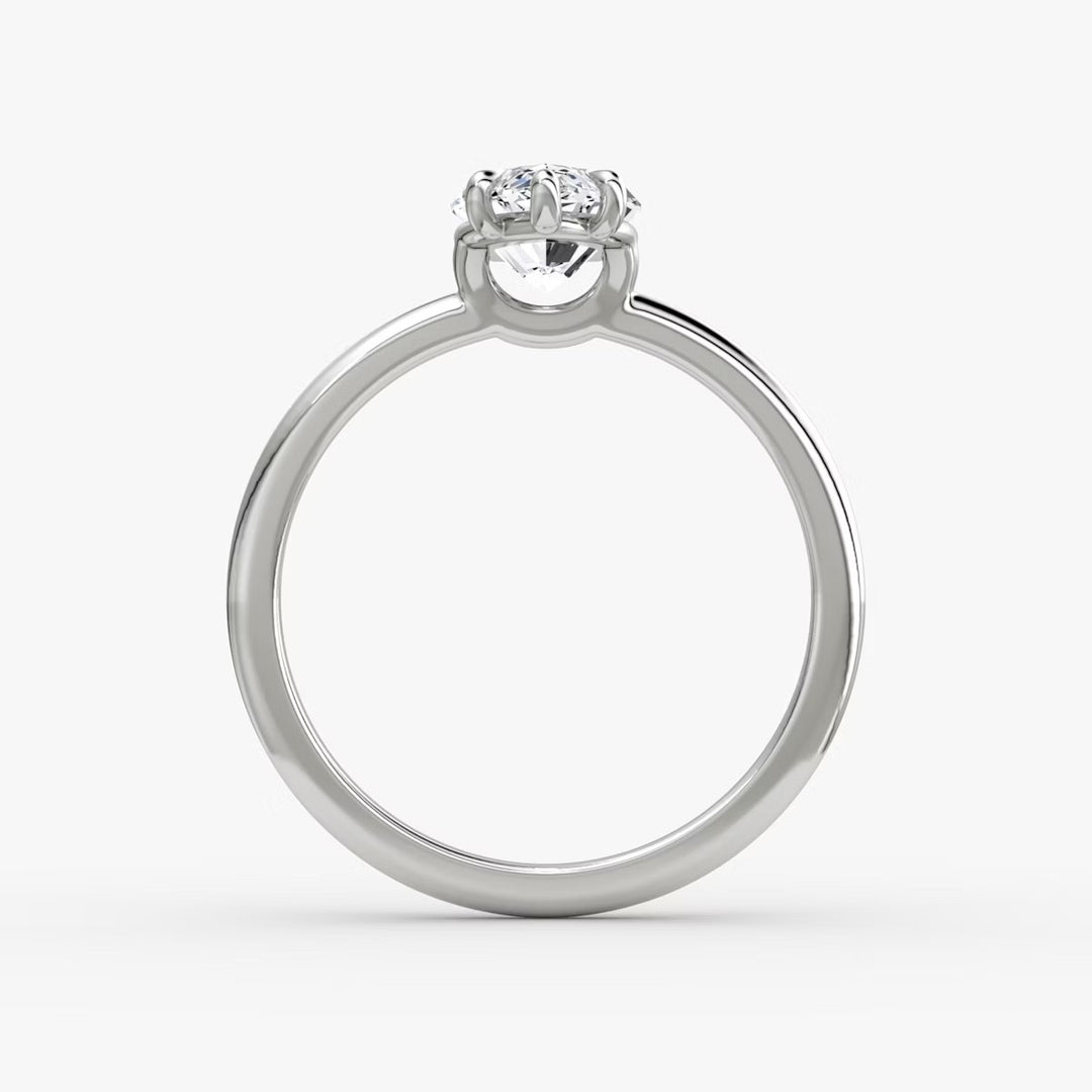 Marquise Cut - Plain Band - Classic Engagement Ring- 18 K Gold