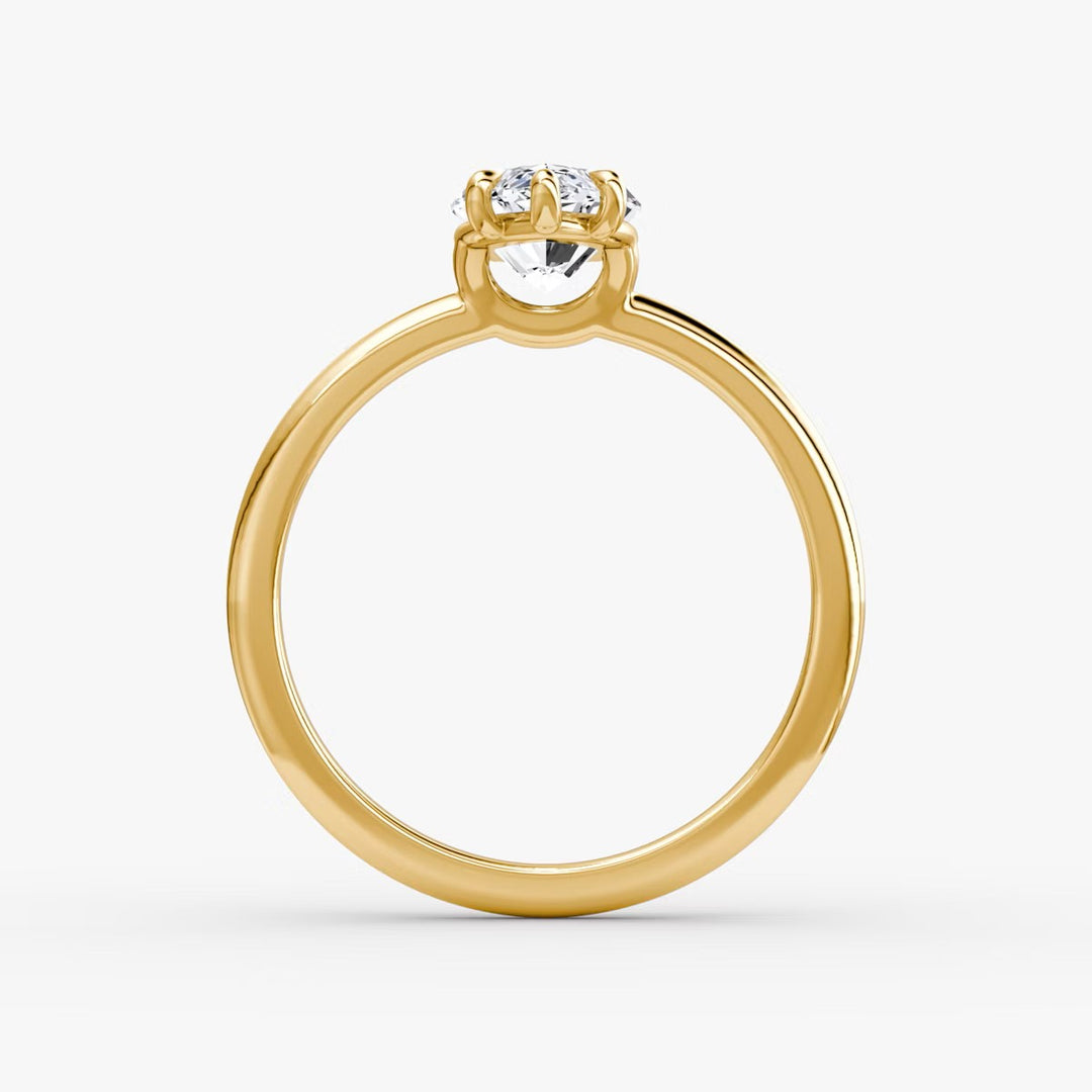 Marquise Cut - Plain Band - Classic Engagement Ring- 18 K Gold
