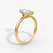Marquise Cut - Plain Band - Classic Engagement Ring- 14 K Gold