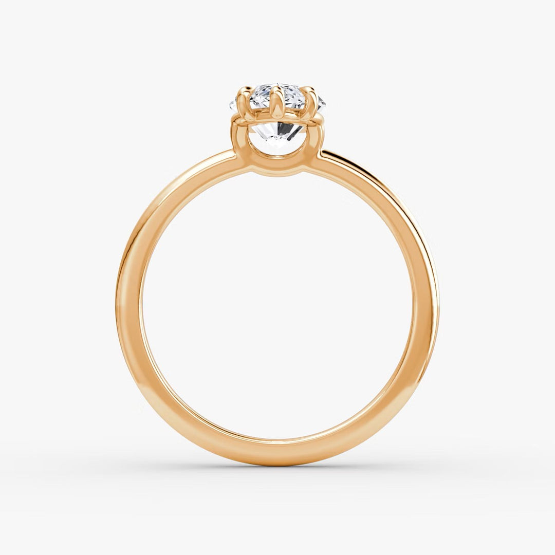 Marquise Cut - Plain Band - Classic Engagement Ring- 18 K Gold