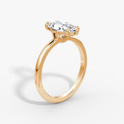 Marquise Cut - Plain Band - Classic Engagement Ring- 14 K Gold