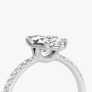 Marquise Cut - Pave Band - Classic Engagement Ring- 14 K Gold