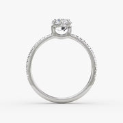 Marquise Cut - Pave Band - Classic Engagement Ring- 14 K Gold