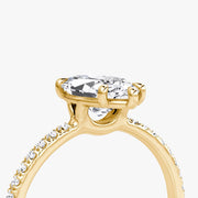 Marquise Cut - Pave Band - Classic Engagement Ring- 14 K Gold
