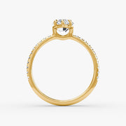 Marquise Cut - Pave Band - Classic Engagement Ring- 14 K Gold