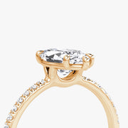 Marquise Cut - Pave Band - Classic Engagement Ring- 14 K Gold