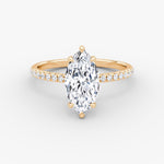 Load image into Gallery viewer, Marquise Cut - Pave Band - Classic Engagement Ring- 14 K Gold
