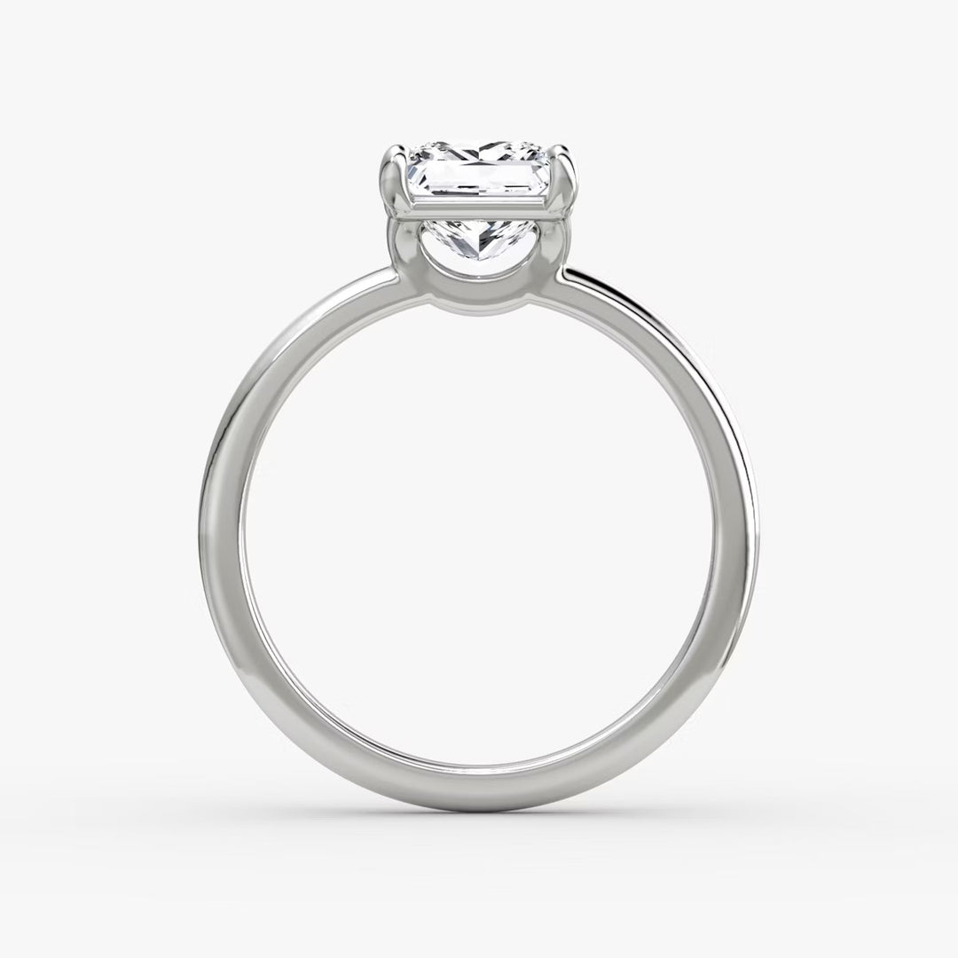 Princess Cut - Plain Band - Classic Engagement Ring- 18 K Gold