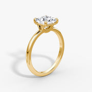 Princess Cut - Plain Band - Classic Engagement Ring- 18 K Gold