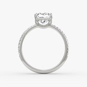 Princess Cut - Pave Band - Classic Engagement Ring- 14 K Gold