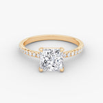 Load image into Gallery viewer, Princess Cut - Pave Band - Classic Engagement Ring- 18 K Gold
