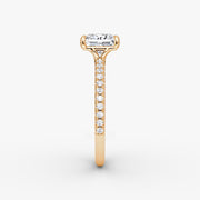 Princess Cut - Pave Band - Classic Engagement Ring- 14 K Gold