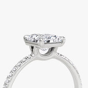 Radiant Cut - Pave Band - Classic Engagement Ring- 14 K Gold